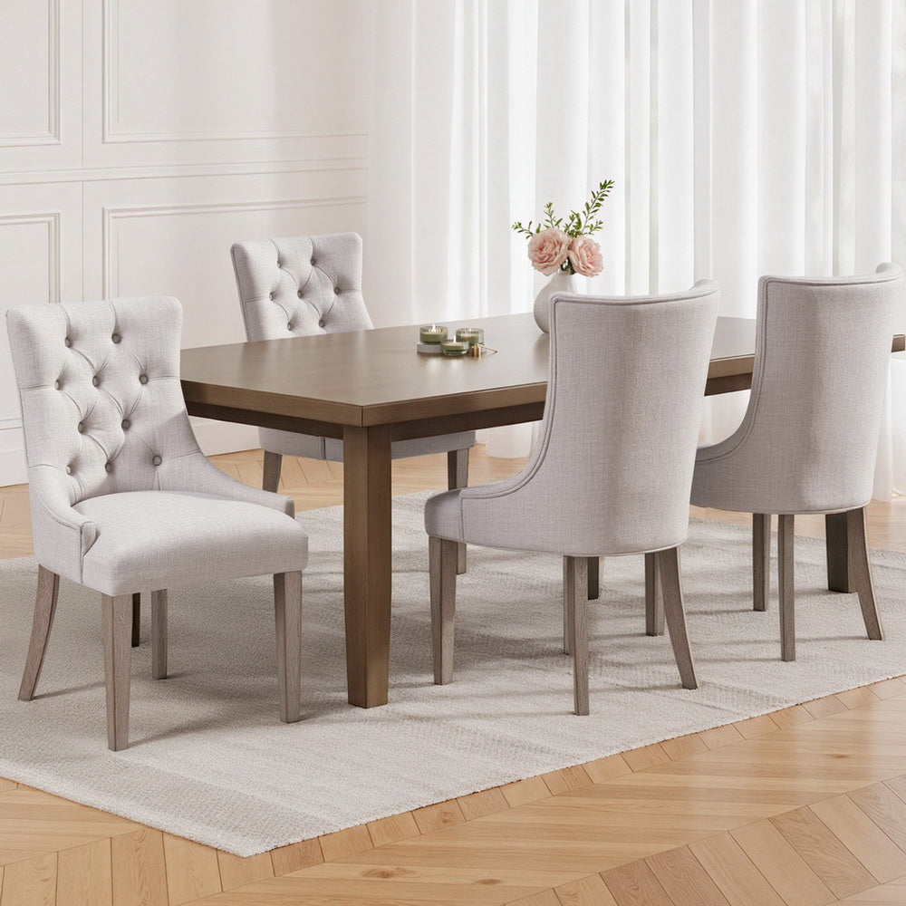 Elegant Linen French Provincial Dining Chair Set