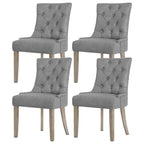 French Provincial Grey Linen Dining Chairs Set