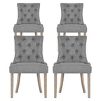 French Provincial Grey Linen Dining Chairs Set