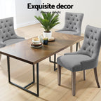 French Provincial Grey Linen Dining Chairs Set