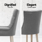 French Provincial Grey Linen Dining Chairs Set