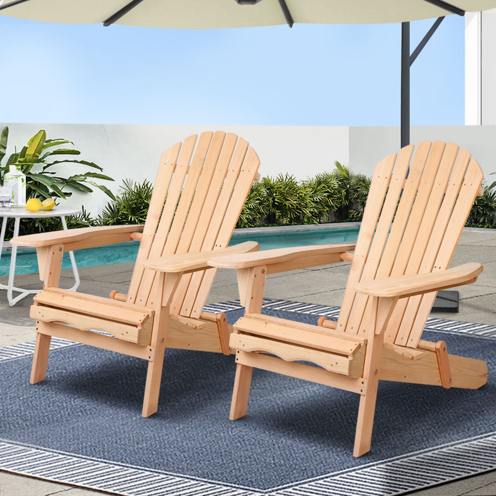 Gardeon Fir Wood Adirondack Chairs - Set of 2