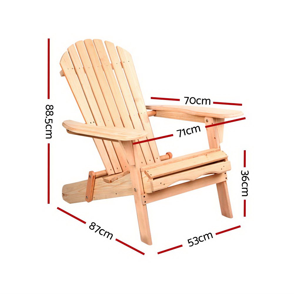 Gardeon Fir Wood Adirondack Chairs - Set of 2