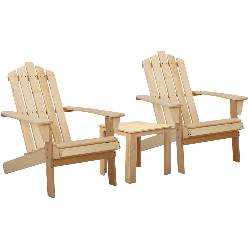 Gardeon Deluxe 3PC Adirondack Chair Set