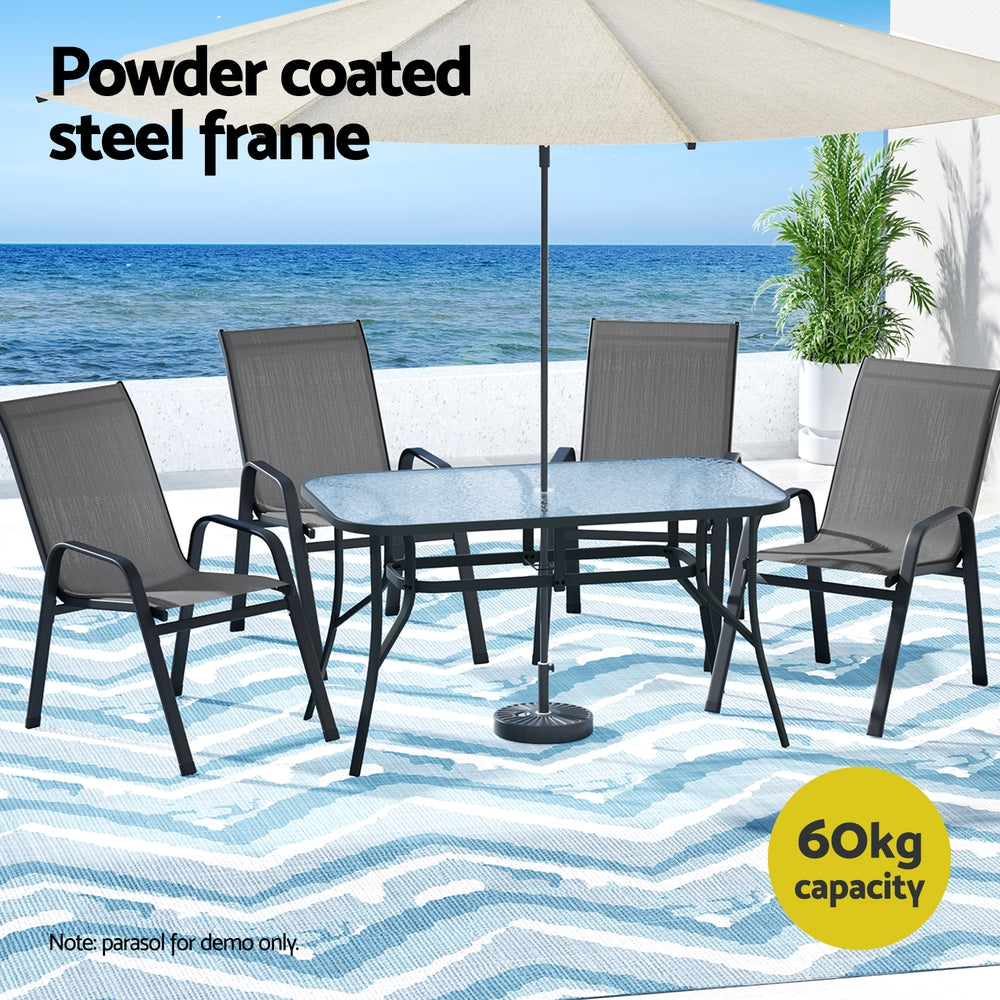 Gardeon 5PC Grey Outdoor Dining Set
