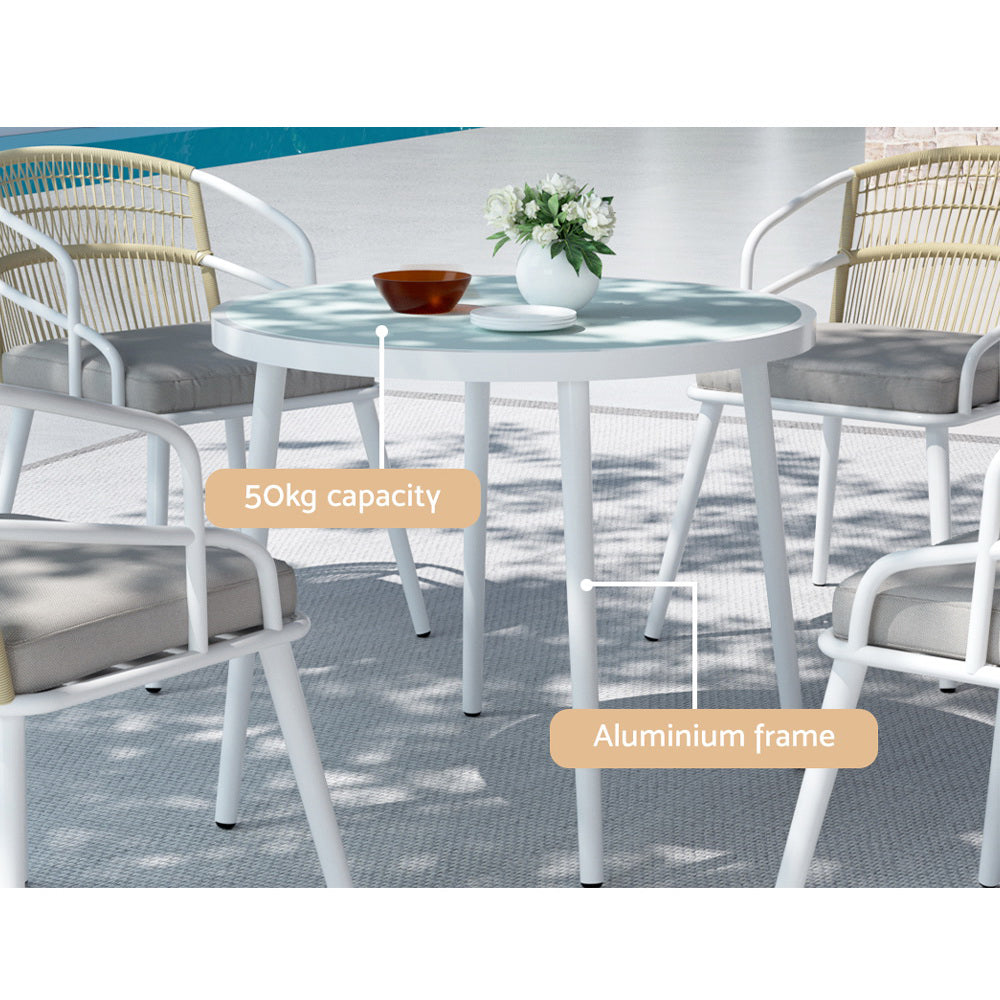 Gardeon 5-Piece White Outdoor Dining Set