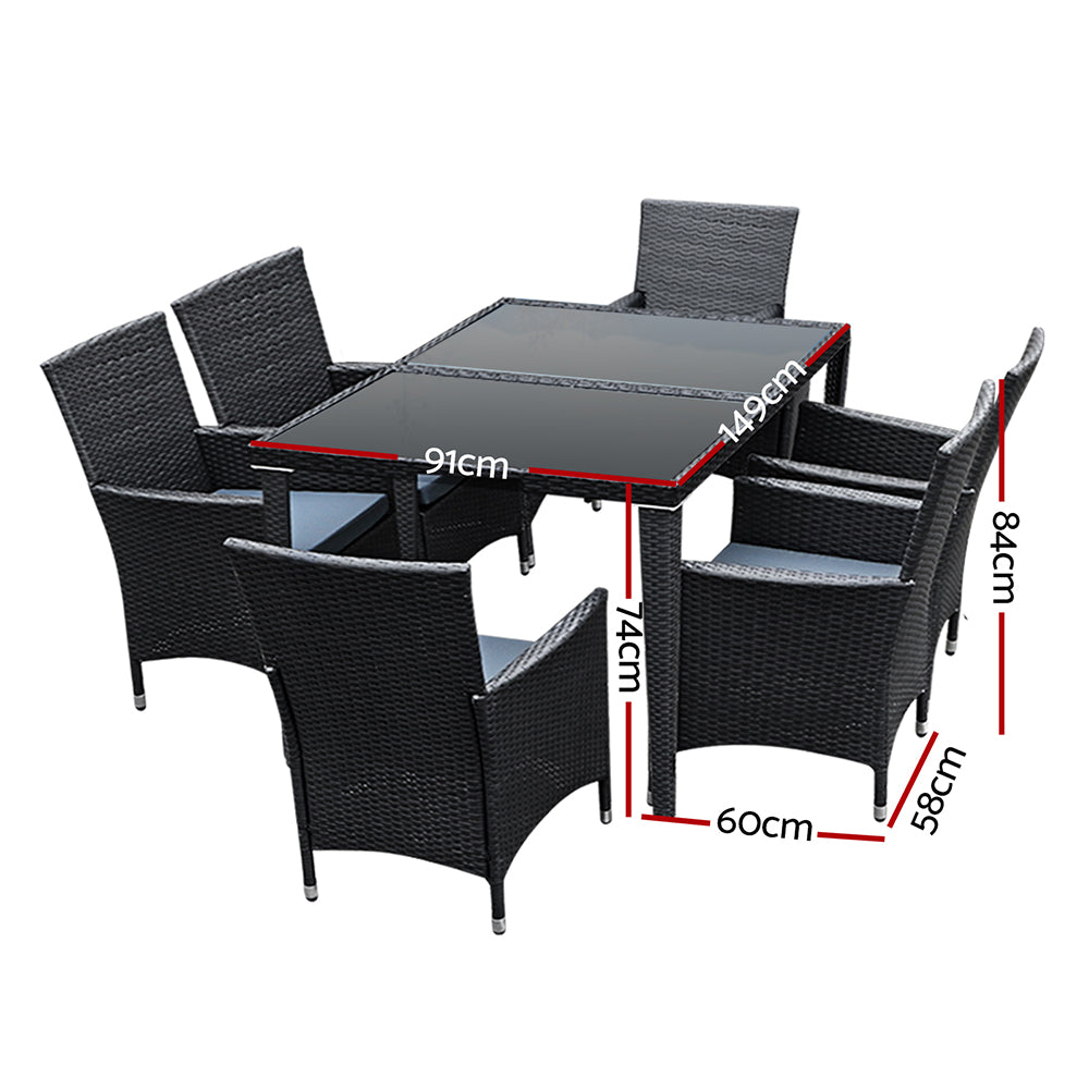 Gardeon Elegance Black 7-Piece Dining Set