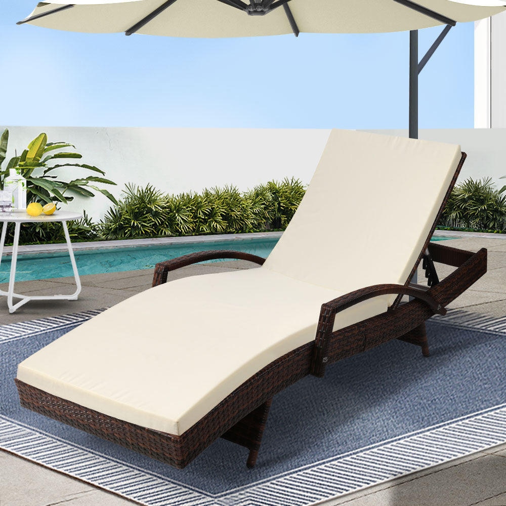 Gardeon Adjustable Wicker Sun Lounger