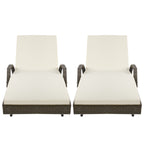 Gardeon 2PC Sun Lounge Wicker Lounger Outdoor Furniture Beach Chair Adjustable Cushion Grey&Beige