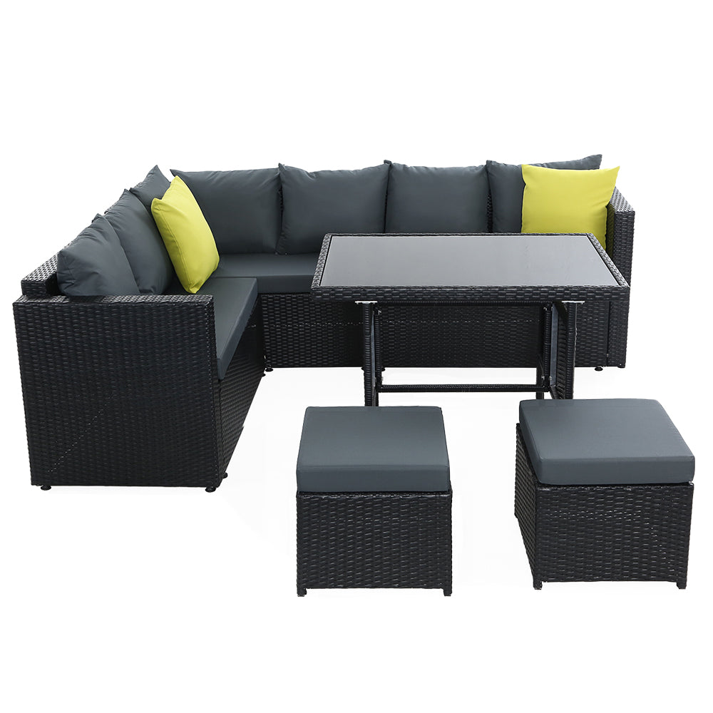 Gardeon Black Outdoor Dining Set with Cushions