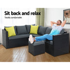 Gardeon Black Outdoor Dining Set with Cushions