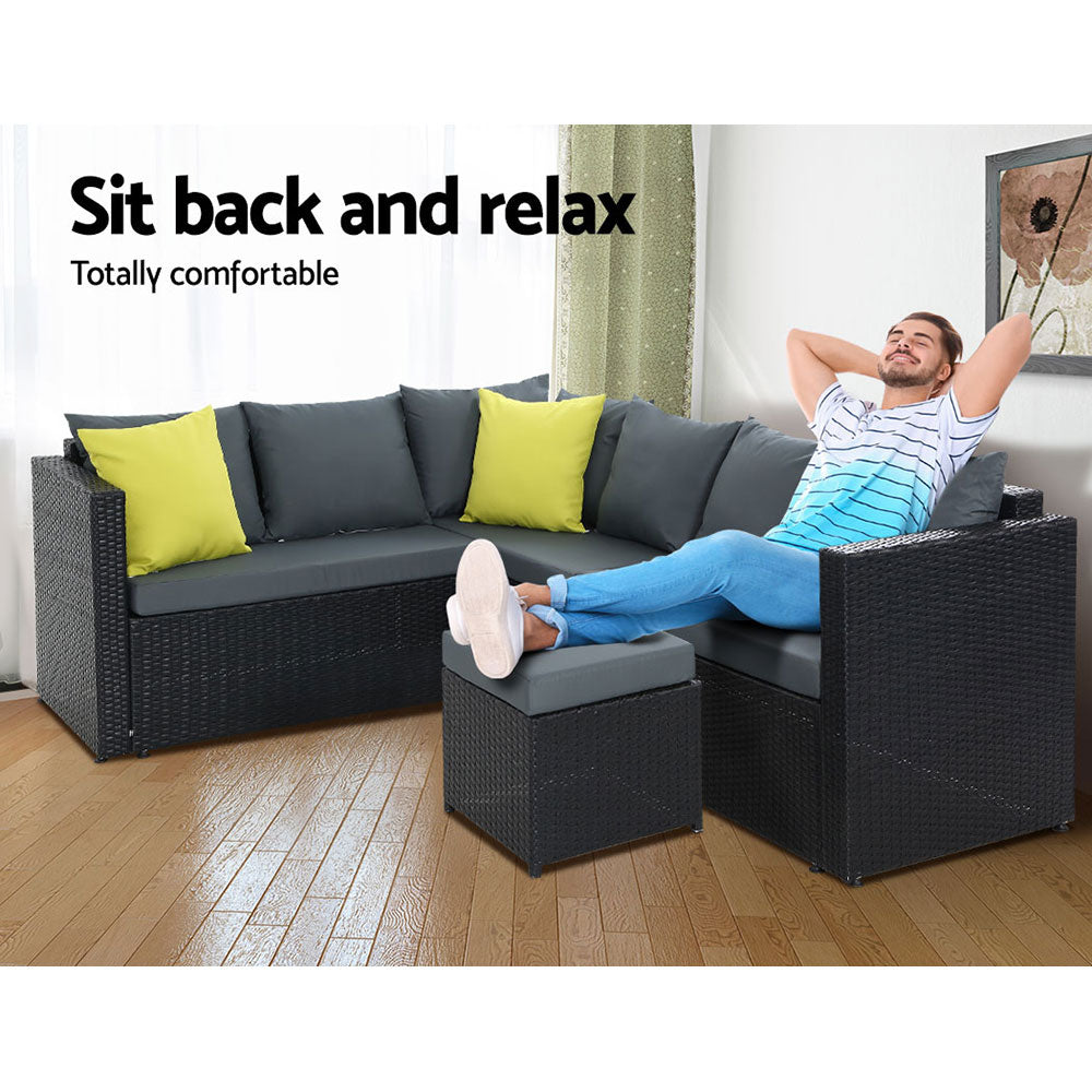 Gardeon Black Outdoor Dining Set with Cushions