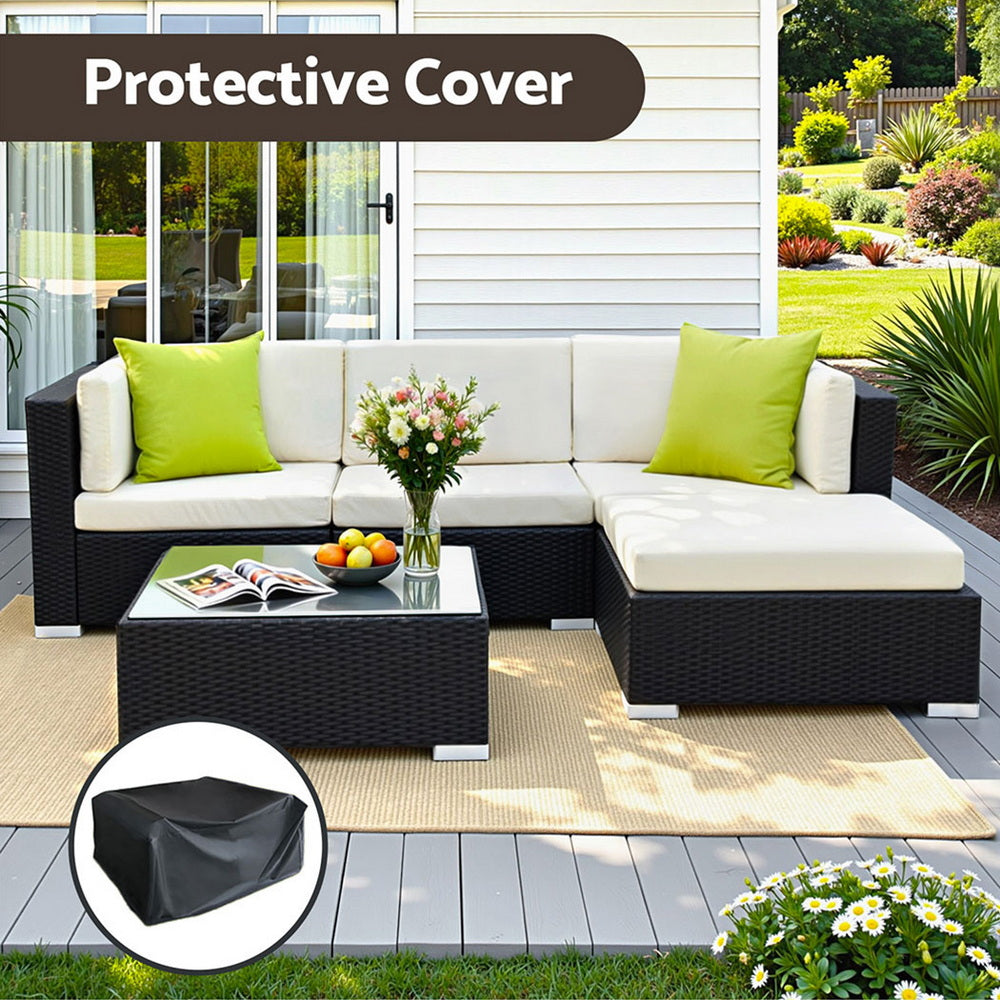 Gardeon 5-Piece Outdoor Sofa Set Wicker Couch Lounge Setting Cover