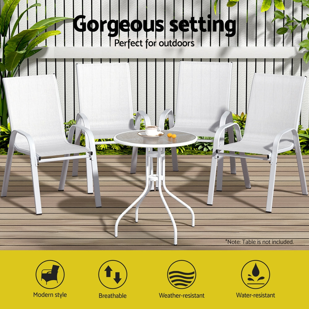 Gardeon 4-Piece Stackable Outdoor Dining Chairs