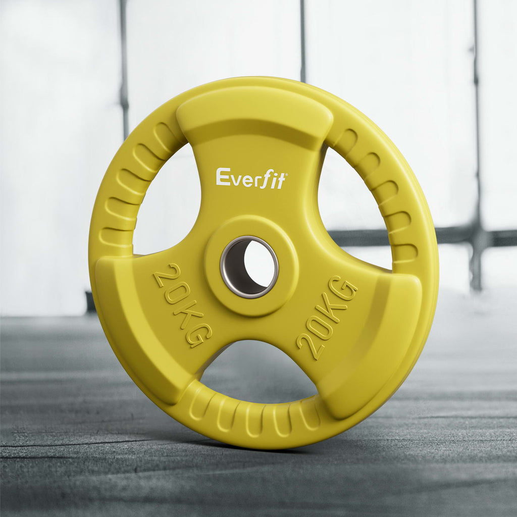 Everfit Weight Plates Olympic 20kg Dumbbell Barbell Plate Weight Lifting Home Gym Yellow