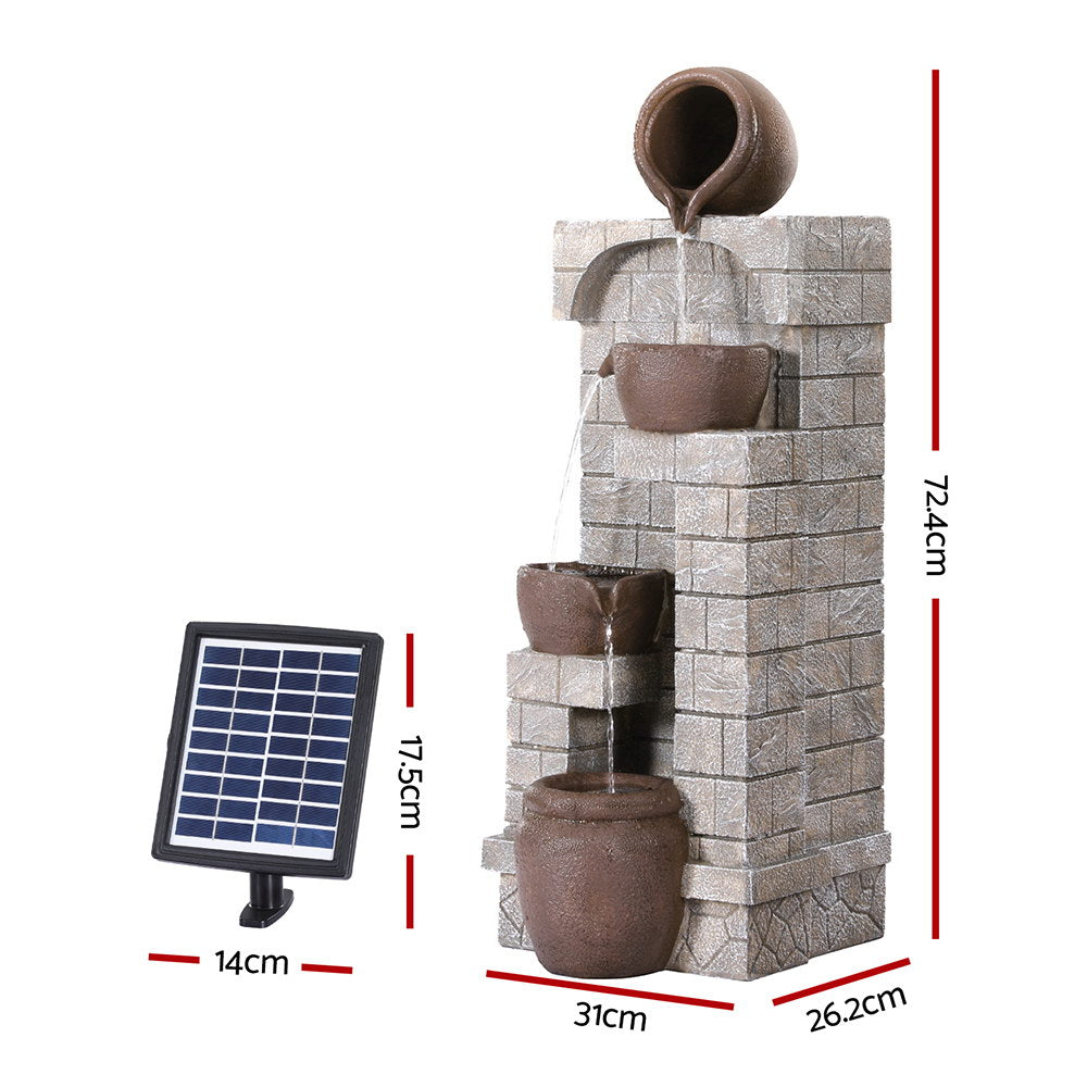 4-Tier Solar Fountain Water Feature with LED Lighting