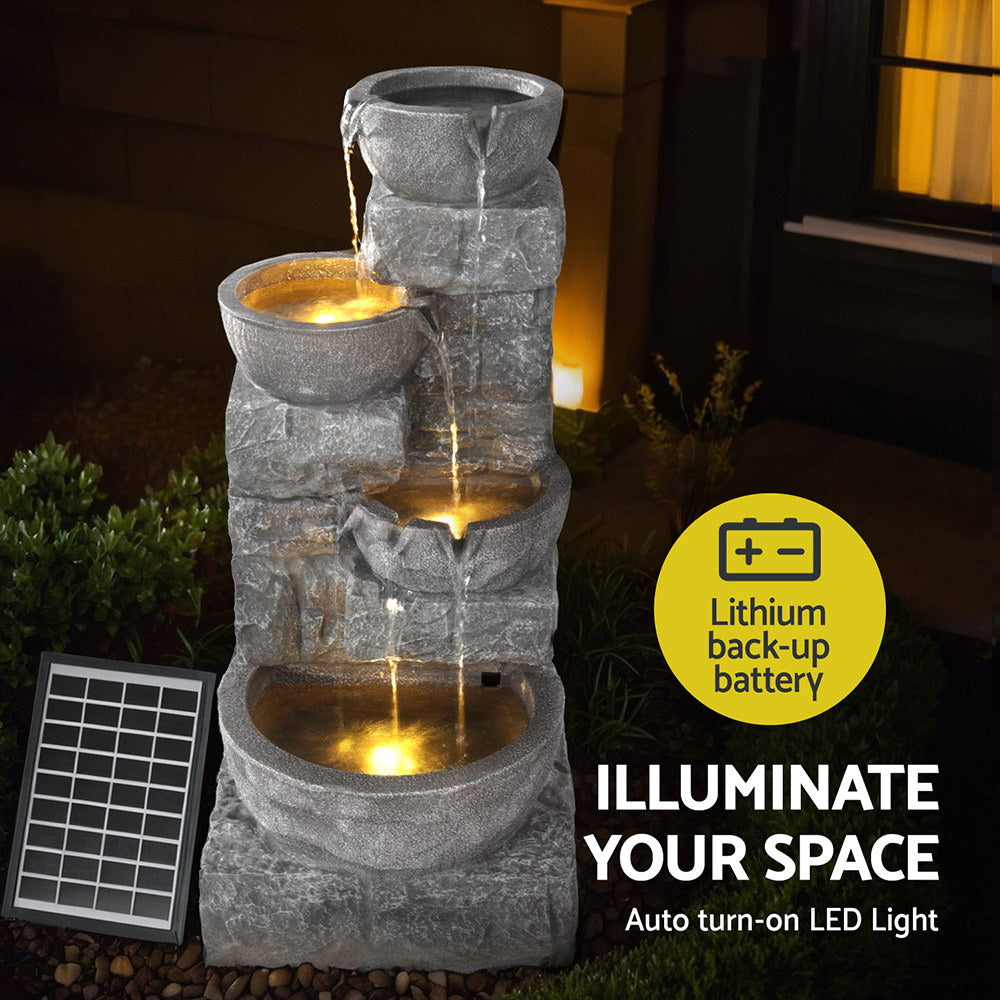 Elegant Solar-Powered 4-Tier Fountain Feature