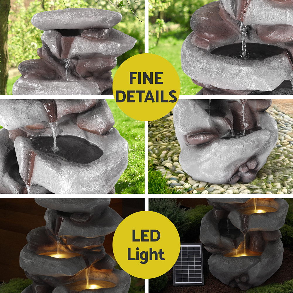 Elegant 4-Tier Solar Fountain Water Feature