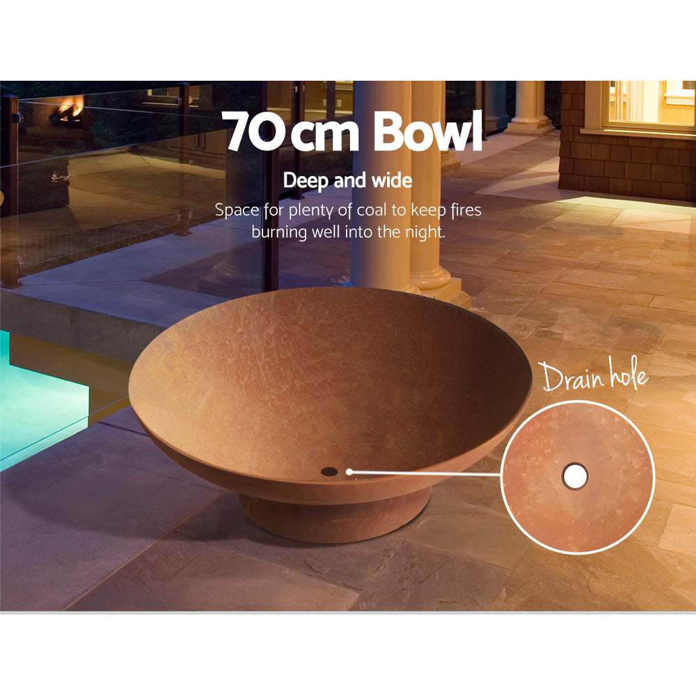 Rustic 70cm Cast Iron Fire Pit Bowl
