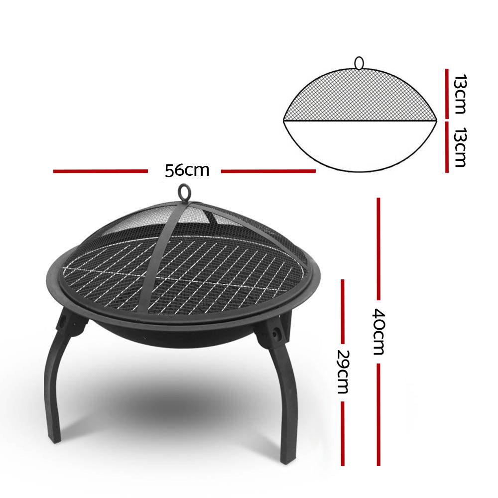 22" Portable Charcoal Fire Pit & Smoker
