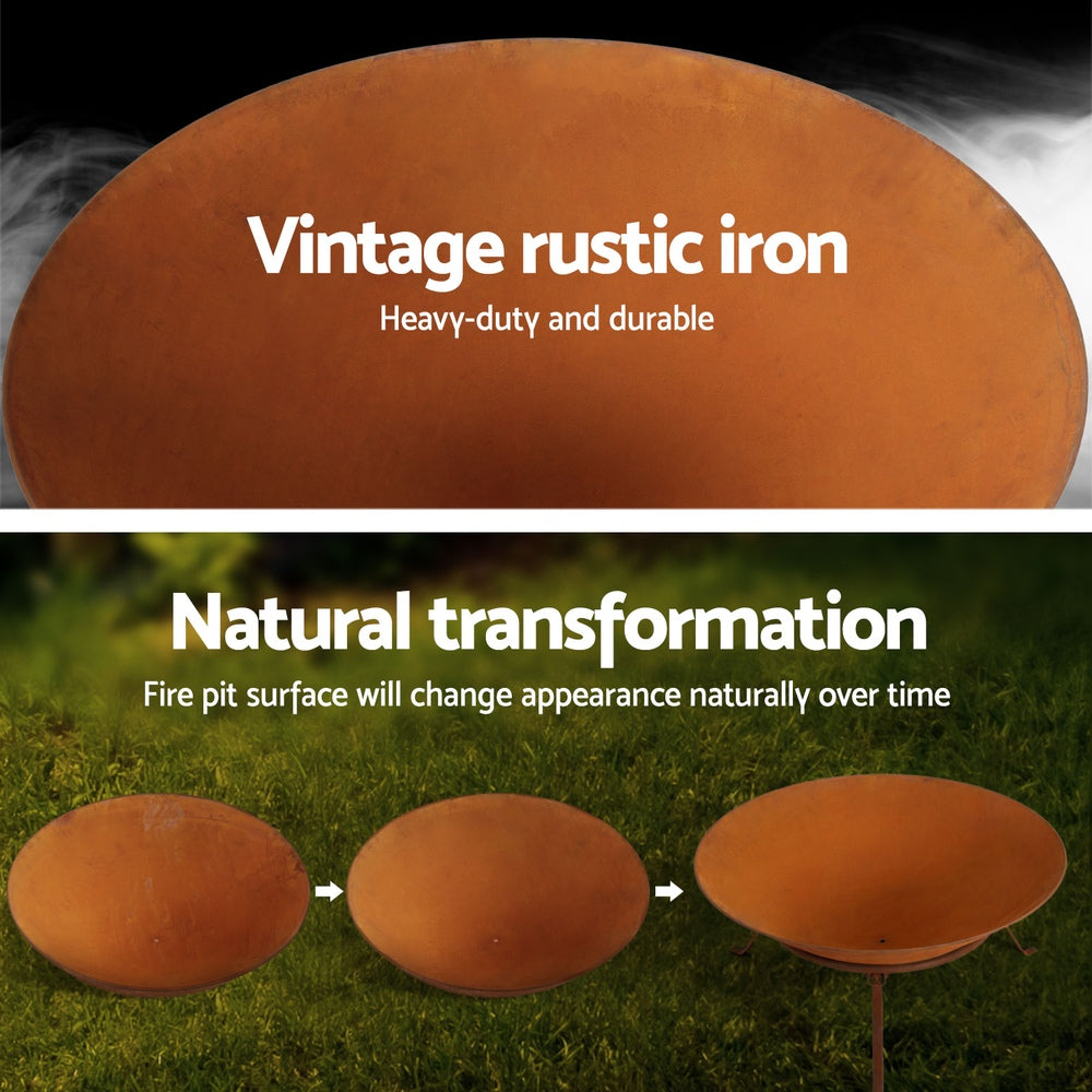 Rustic 70cm Iron Bowl Fire Pit