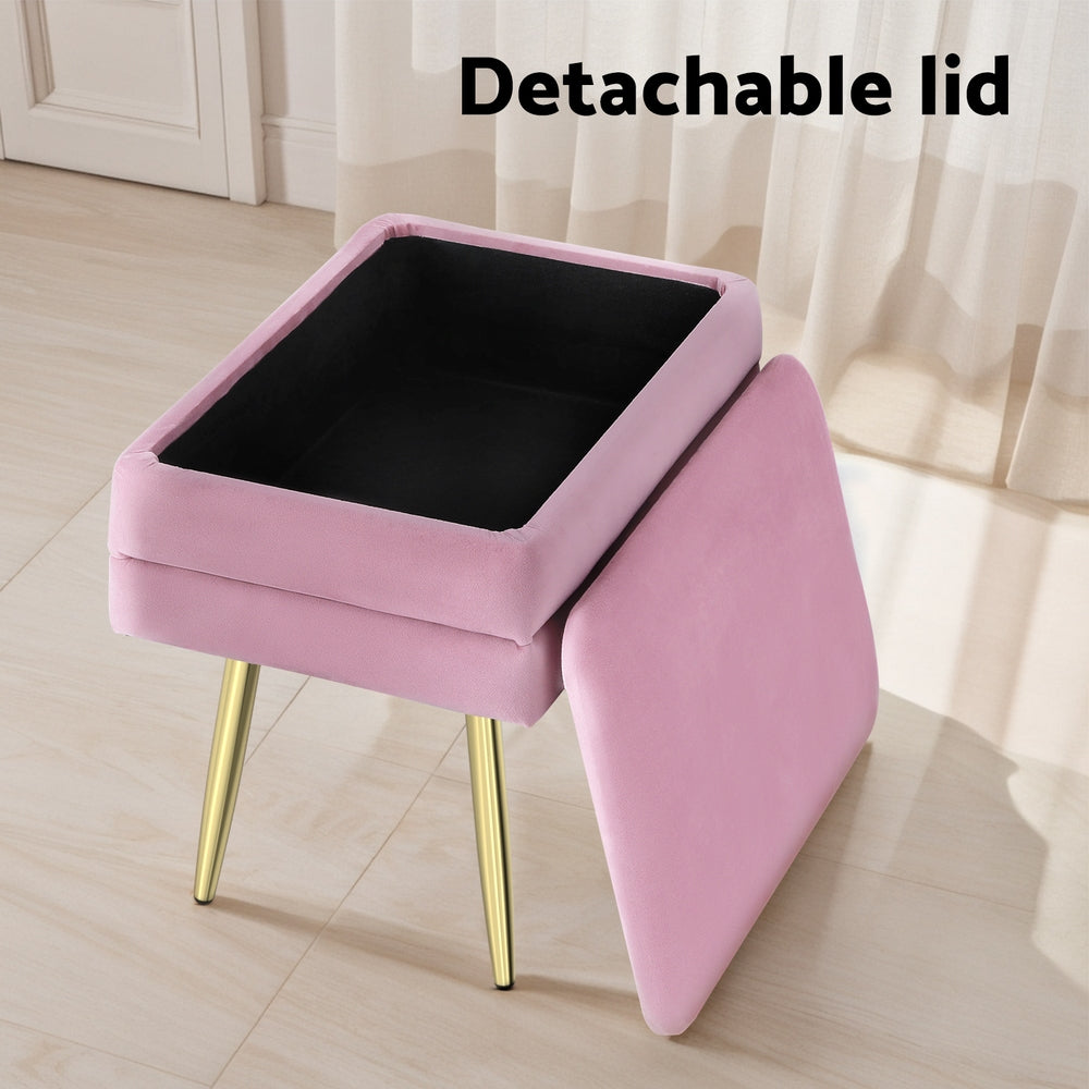 Artiss Velvet Pink Ottoman with Storage