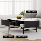 Artiss Black Coffee Table with Drawer Storage