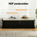 Artiss Fluted Black Storage Ottoman 140cm