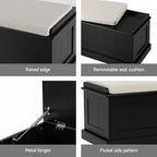 Artiss Fluted Black Storage Ottoman 140cm