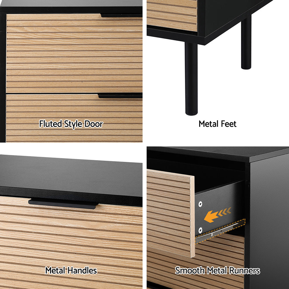 Elegant Black & Pine 6-Drawer Dresser