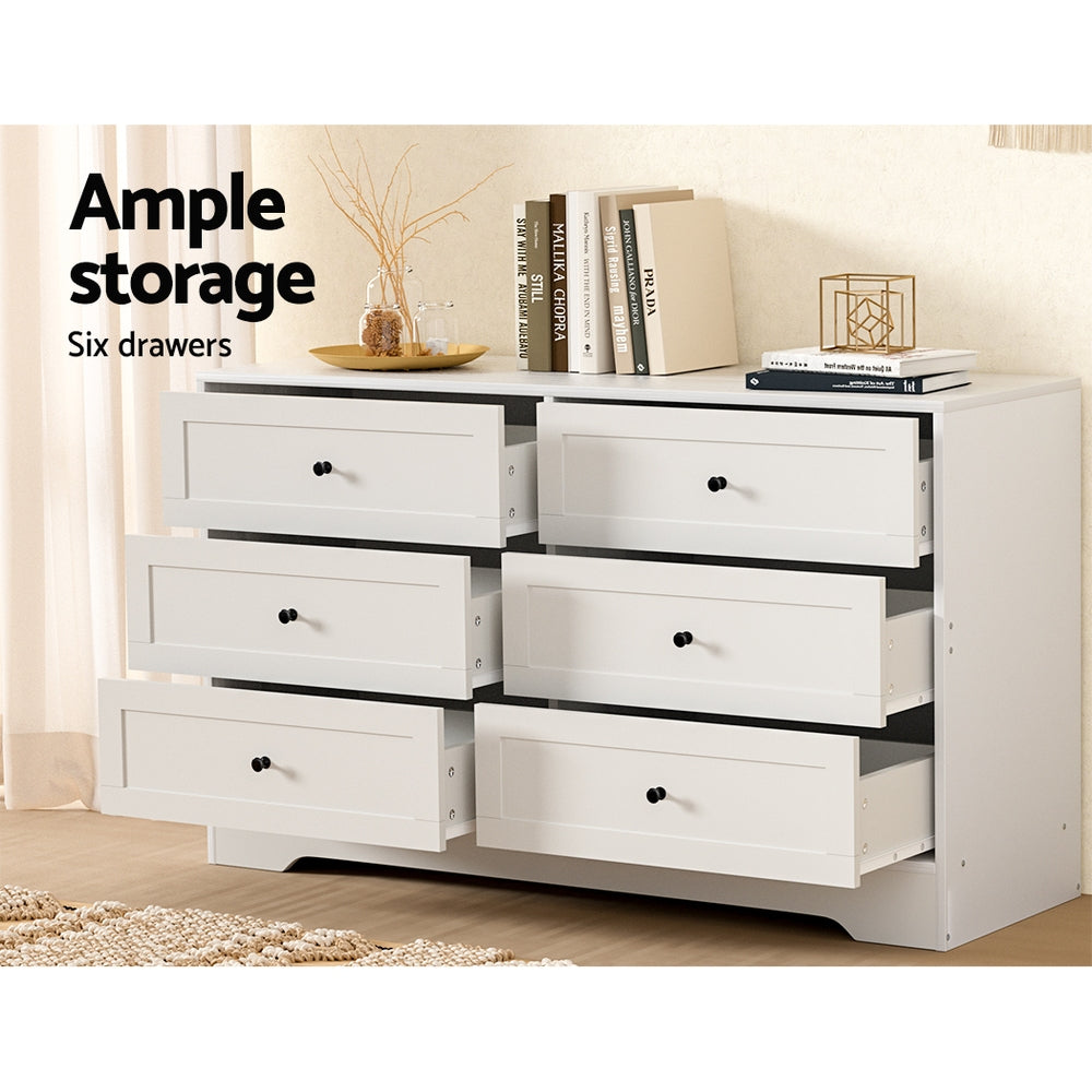 Modern 6-Drawer Chest - White Finish