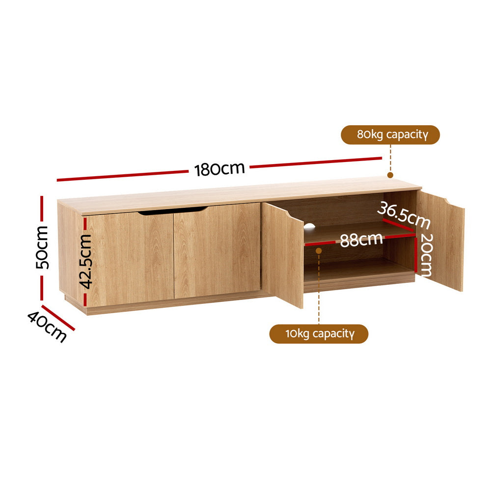 Artiss 180cm Pine TV Unit Storage Cabinet