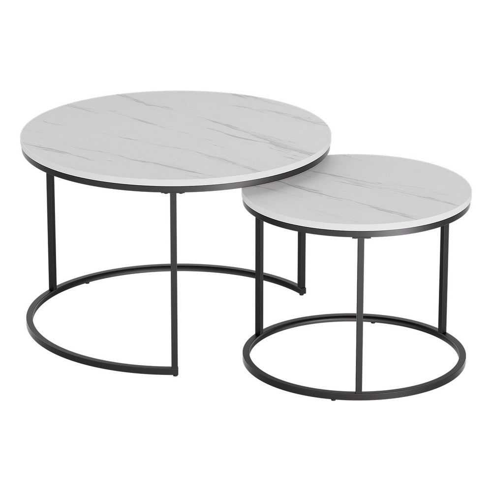 Artiss Marble Effect Nesting Coffee Table Set