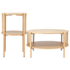 Artiss Round Wood 2-Tier Coffee Table