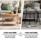 Artiss 2-Tier Round Wood Coffee Table