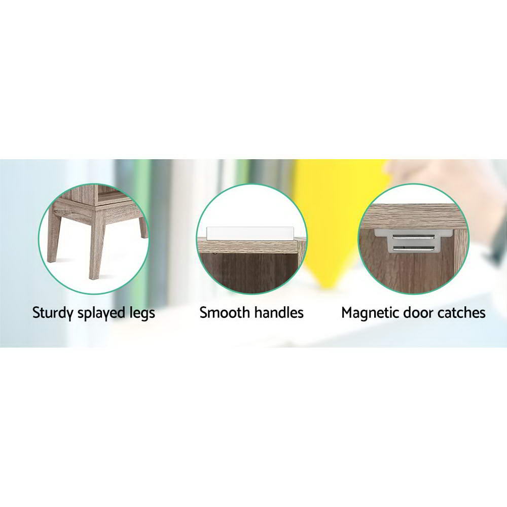 Artiss BERG Oak Multimedia Storage Rack