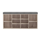 Pine & Grey Shoe Rack Bench with Cushion