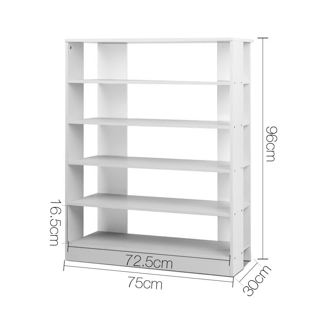 6-Tier White Shoe Rack Cabinet for Organization