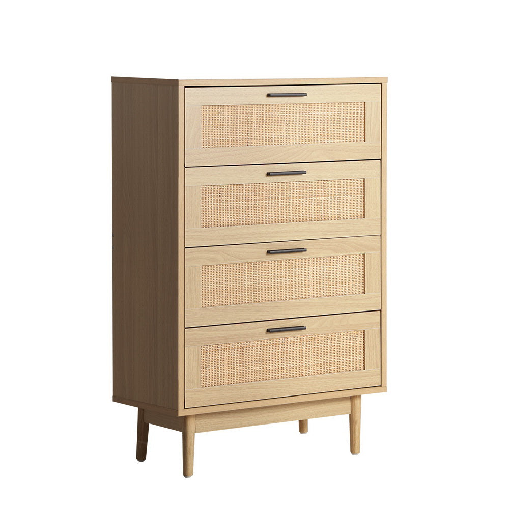 Rattan Tallboy Chest of Drawers - 4 Drawers