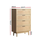 Rattan Tallboy Chest of Drawers - 4 Drawers
