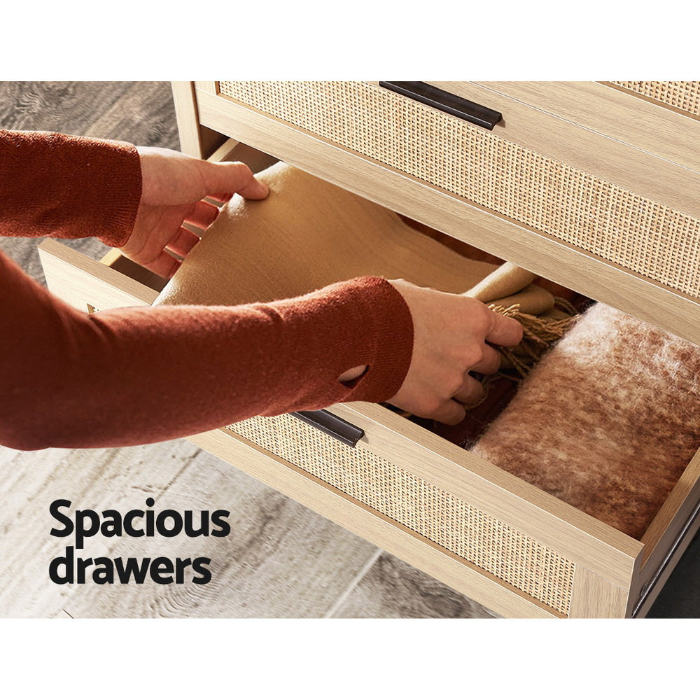 Rattan Tallboy Chest of Drawers - 4 Drawers