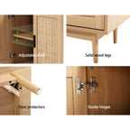 Artiss Briony Oak Rattan Buffet Sideboard