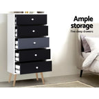 Scandinavian Tallboy Chest of Drawers - White