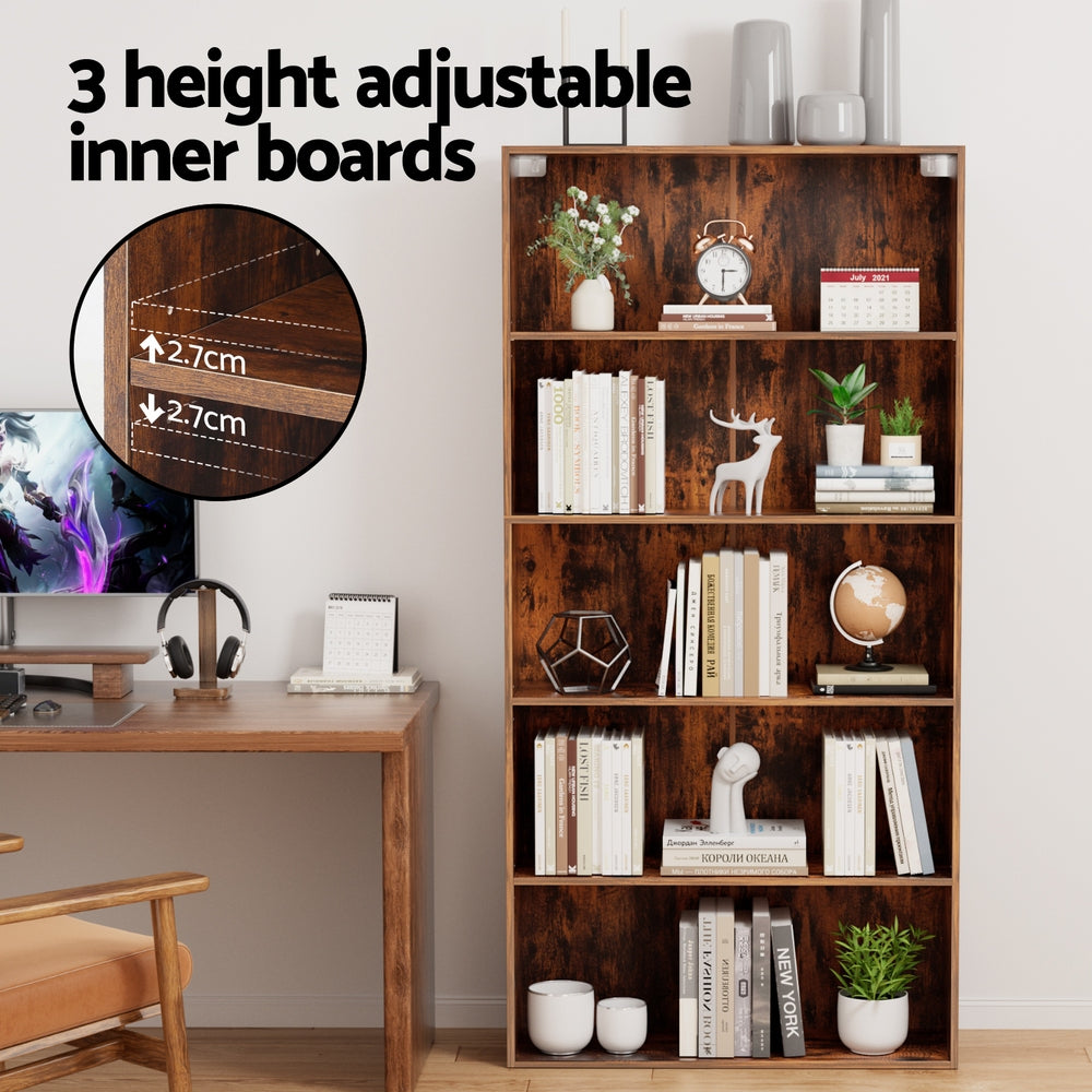 Artiss 5-Tier Walnut Bookshelf