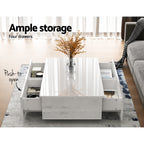 Artiss White Coffee Table with 4 Drawers