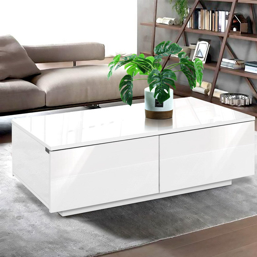 Artiss White Coffee Table with 4 Drawers