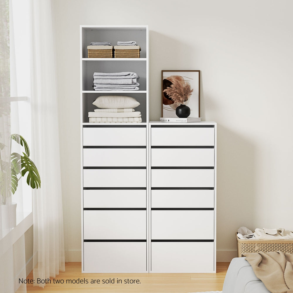 Elegant White 6-Drawer Tallboy Cabinet