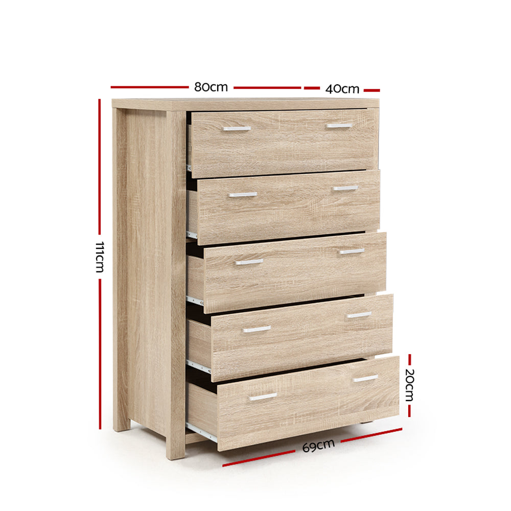 Elegant 5-Drawer Tallboy Chest of Drawers