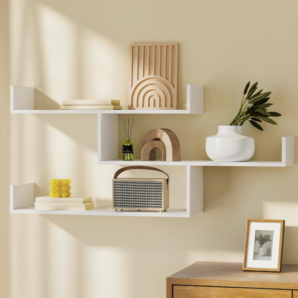 Artiss 3-Tier Floating Wall Shelf - White
