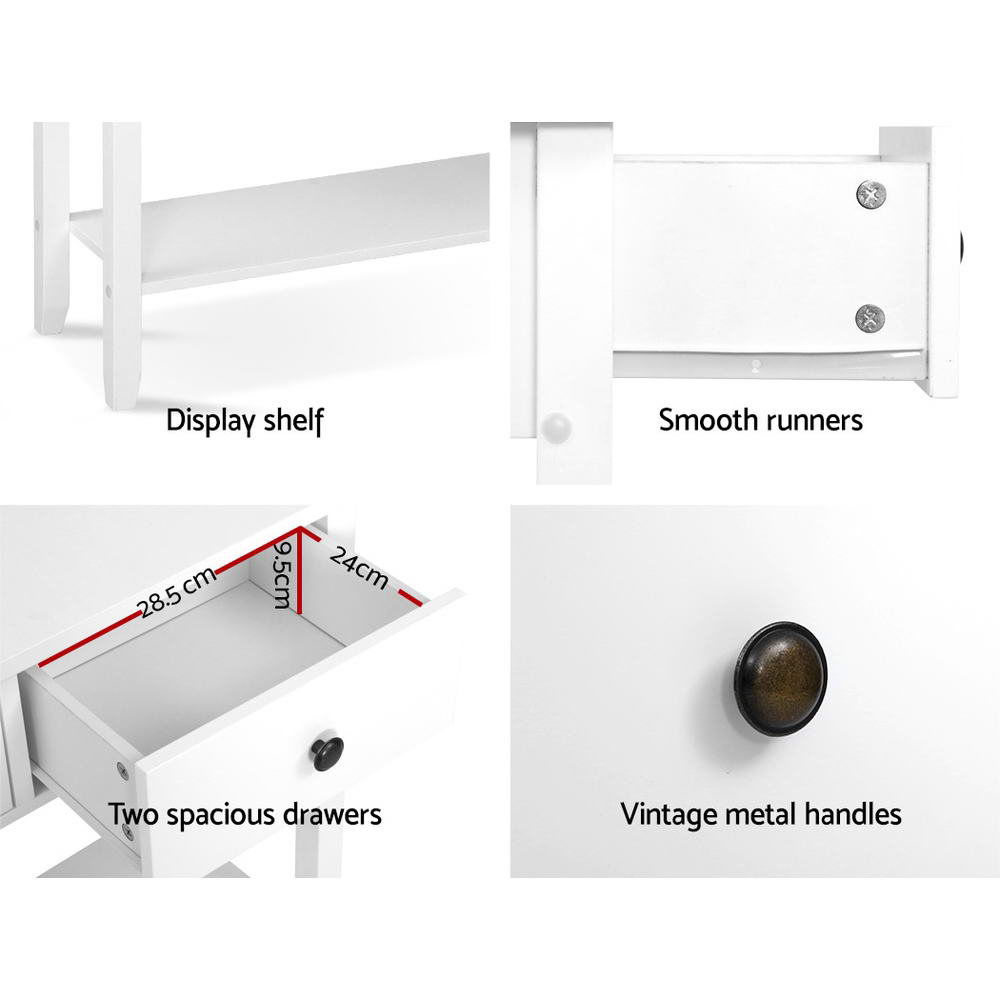 Artiss White Console Table with 2 Drawers